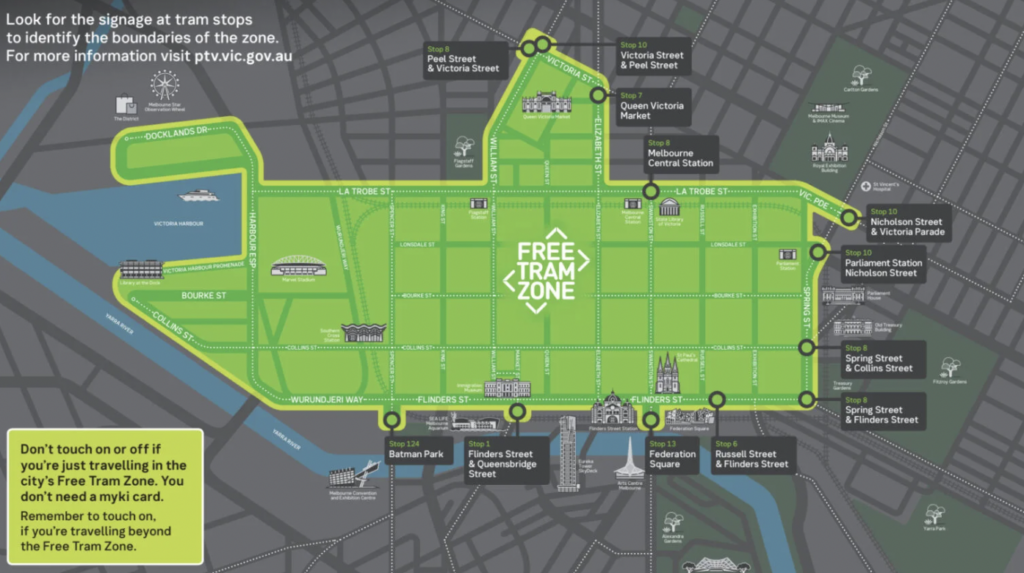 melbourne free tram zone map